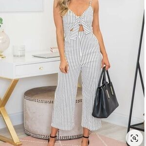 Pink Lily Stay Focused on Forever Striped Jumpsuit
